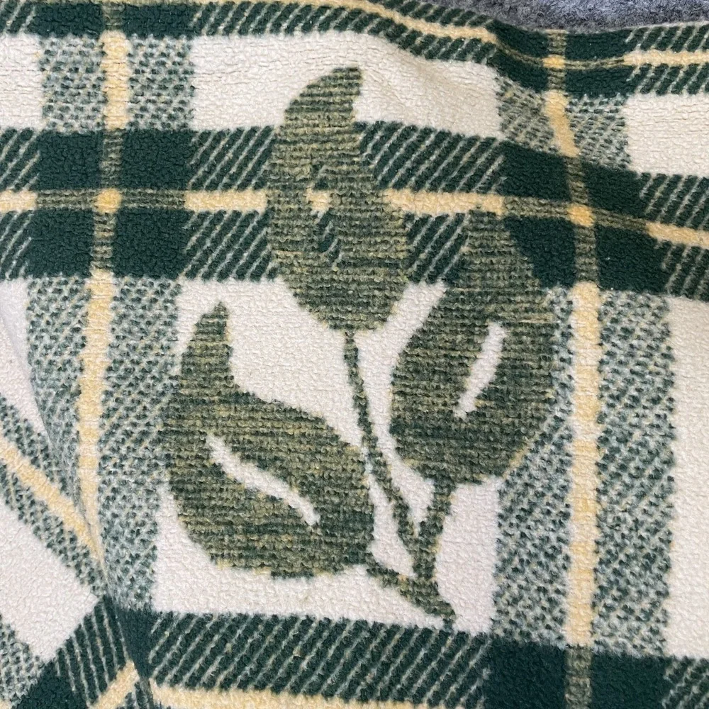 Vintage Biederlack Of America Plaid Botanical Blanket Green Yellow White 60